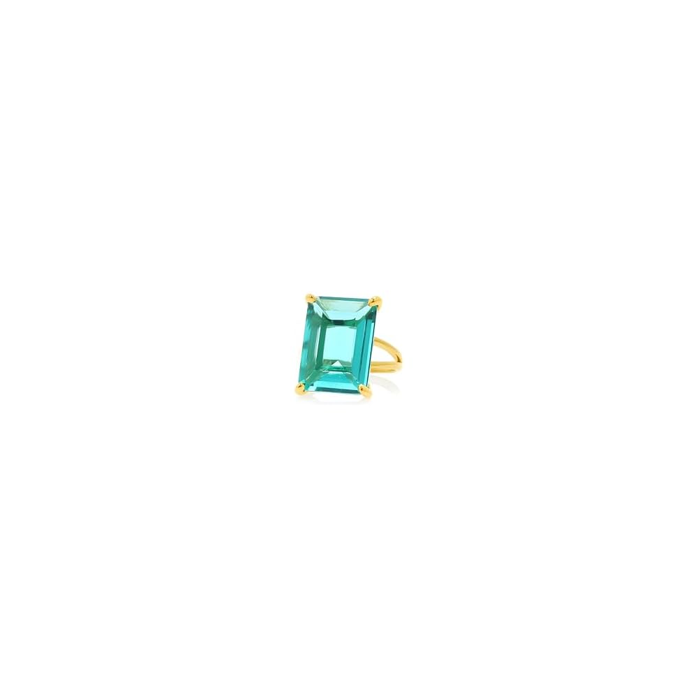 Sterling Silver Blue Tourmaline Statement Ring – Rectangle Gemstone Jewelry for Women – October Birthstone