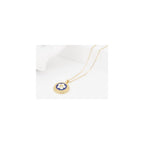 Portuguese Filigree Inspired Necklace with Blue Caramujo, Golden Stainless Steel, Portugal Fashion Jewelry