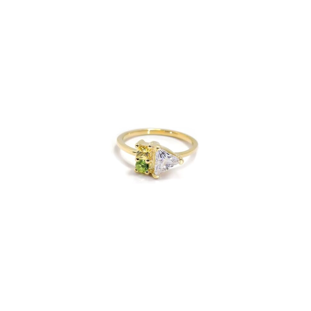 Citrine and Diamond Wedding Band - Dainty Peridot Ring - Vintage Engagement Ring - Birthstone Ring - Promise Ring Gift for Her (White Gold, 3)