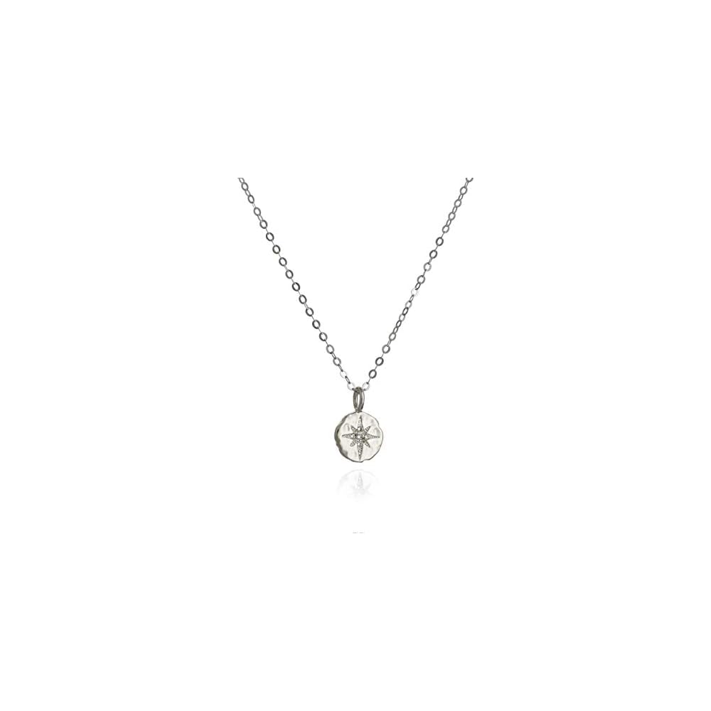 Annika Bella Silver North Star Necklace for Women, Round CZ Star Celestial Pendant, Dainty Waterproof Necklace, Tarnish Resistant Layering Jewelry, Gift for Her