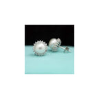 "Sunshine" Sterling Silver 8.5-9mm White Freshwater Cultured Pearl Earrings Studs AAA Zirconia Earrings Gift for Women