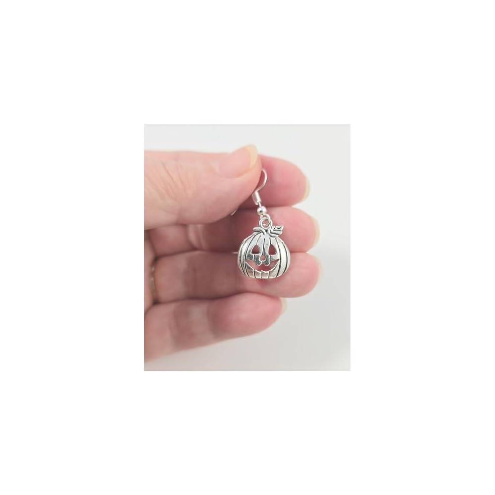 Silver Jack O Lantern Pumpkin Earrings