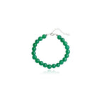 925 Sterling Silver Natural Gemstone Round Beads Bracelet for Women