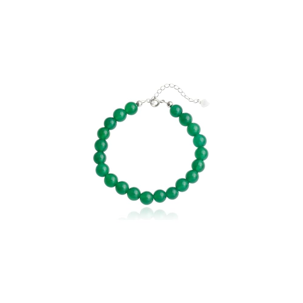925 Sterling Silver Natural Gemstone Round Beads Bracelet for Women