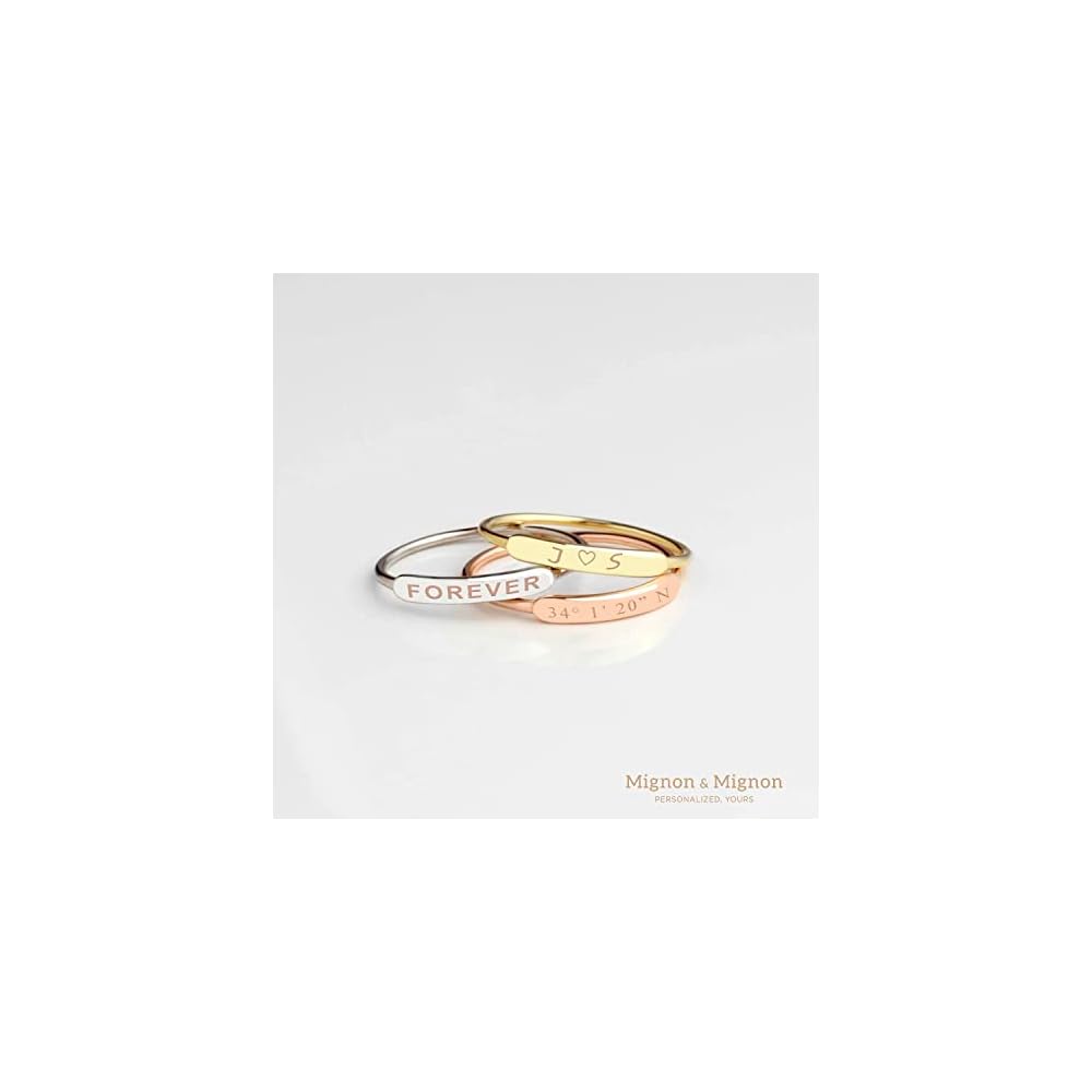 Stackable Rings for Women, Engraved Custom Name Ring for Mom or Grandma