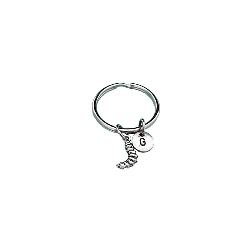 Caterpillar keychain, caterpillar charm, insect keychain, personalized keychain, initial keychain, initial charm, customized, monogram