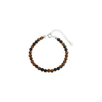 925 Sterling Silver Natural Gemstone Round Beads Bracelet for Women