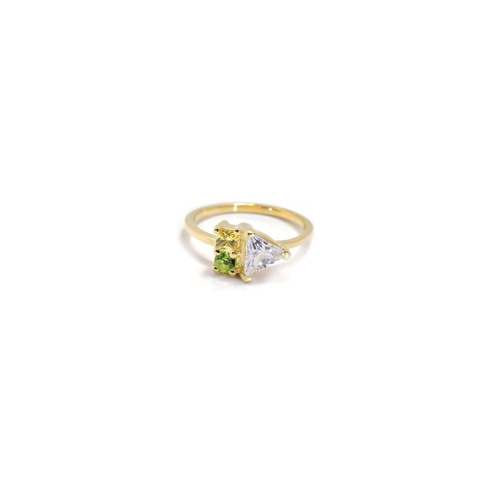 Citrine and Diamond Wedding Band - Dainty Peridot Ring - Vintage Engagement Ring - Birthstone Ring - Promise Ring Gift for Her (White Gold, 3)