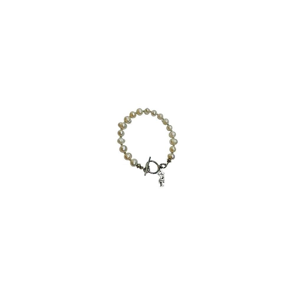 Freshwater Pearl Alpha Sigma Tau Sorority Greek Toggle Bracelet