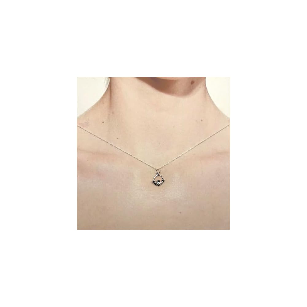 KEVIN N ANNA 925 Sterling Silver Small Claddagh Pendant Necklace, 18"