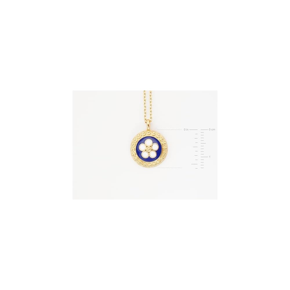 Portuguese Filigree Inspired Necklace with Blue Caramujo, Golden Stainless Steel, Portugal Fashion Jewelry