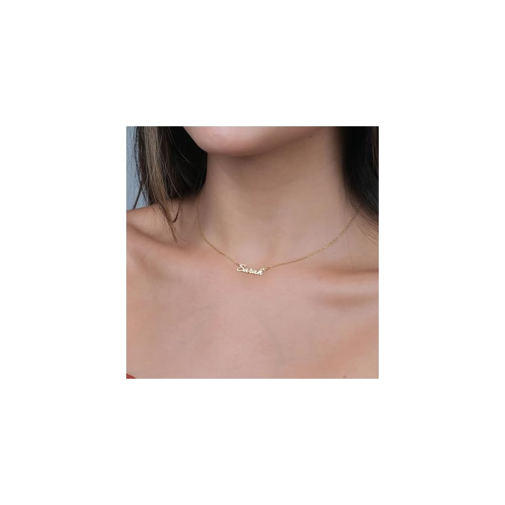 Custom Name Necklace for Women - Personalized 18k Gold Plated Dainty Name Necklace Customized Mother's Day/Wedding Bridesmaid Gift for Mom, Wife, Friend