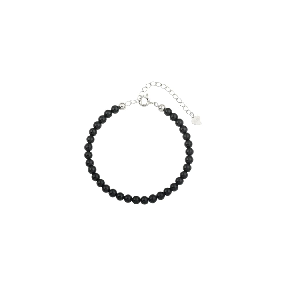 925 Sterling Silver Natural Gemstone Round Beads Bracelet for Women