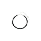 925 Sterling Silver Natural Gemstone Round Beads Bracelet for Women
