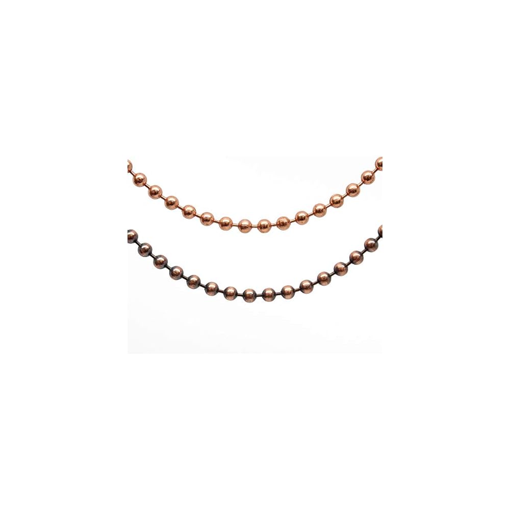 Copper Bead Ball Chain Bracelet or Necklace, 3.2mm Antiqued or Natural