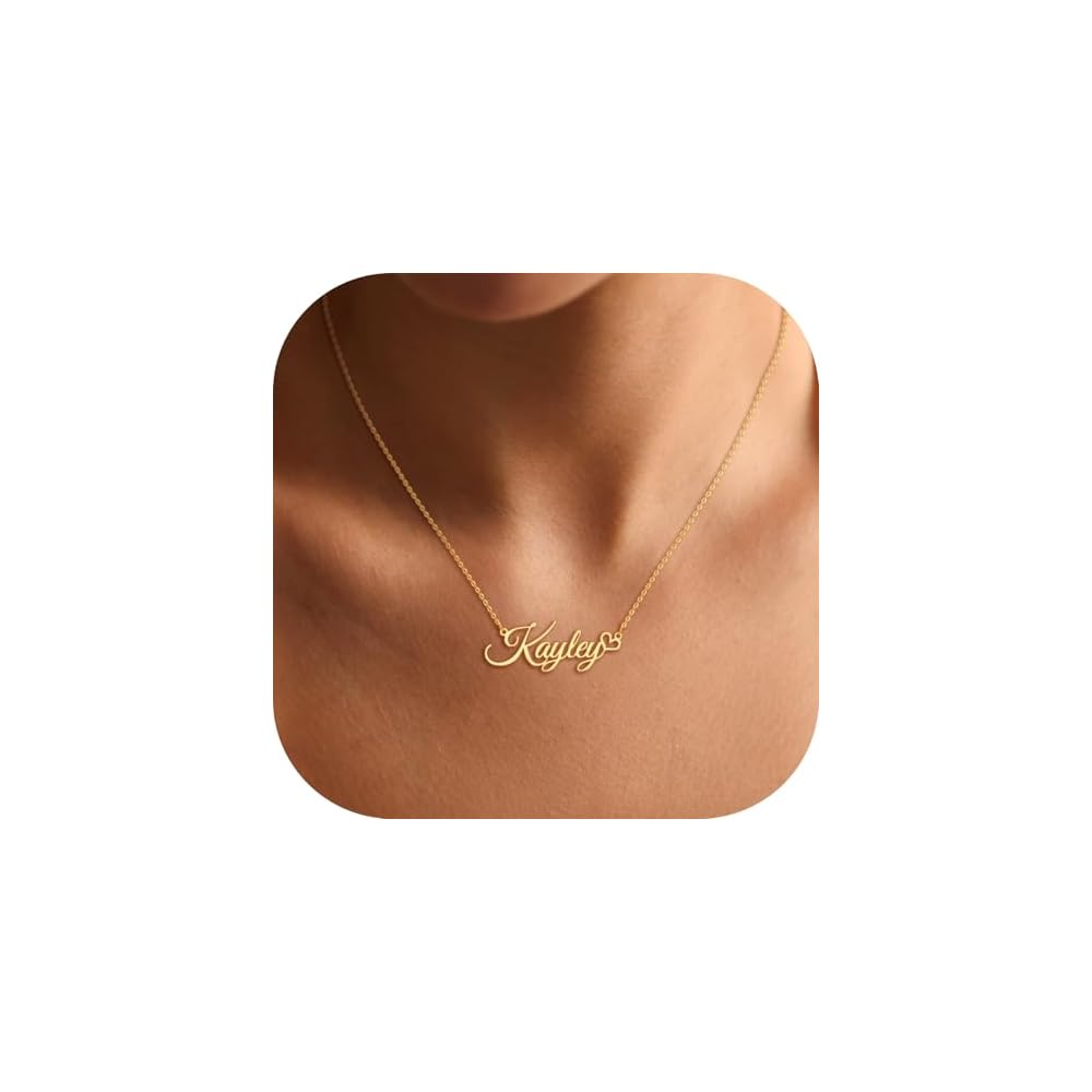 Custom Name Necklace for Women - Personalized 18k Gold Plated Dainty Name Necklace Customized Mother's Day/Wedding Bridesmaid Gift for Mom, Wife, Friend