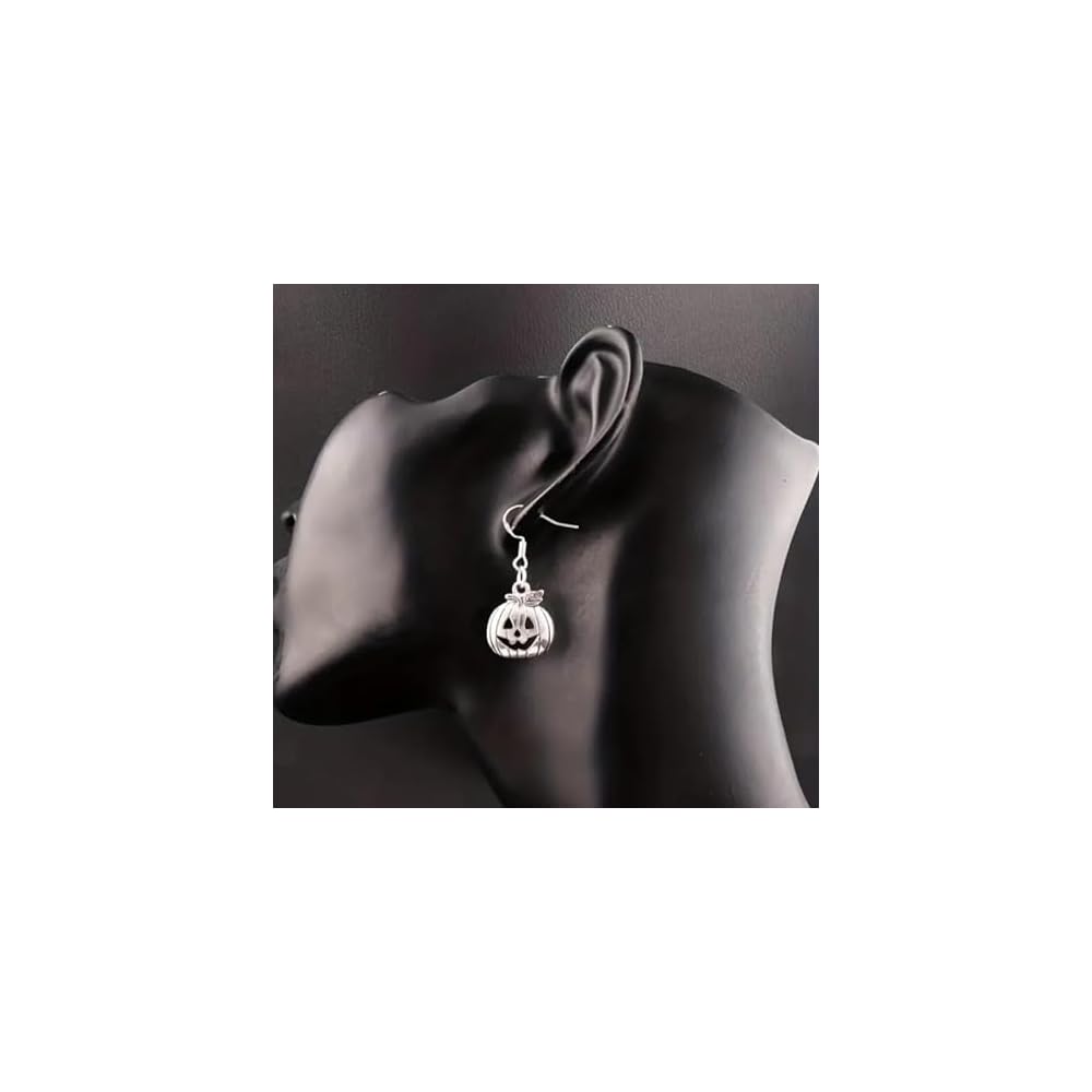 Silver Jack O Lantern Pumpkin Earrings