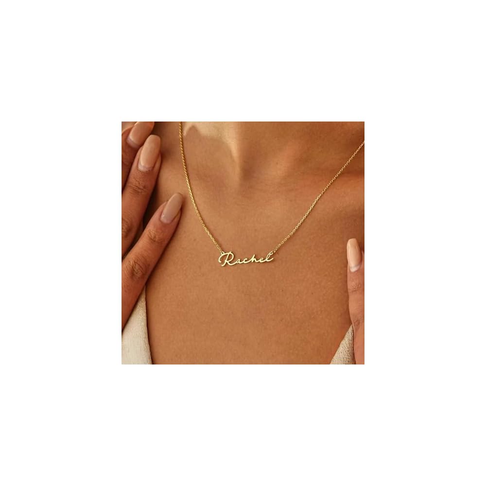 Custom Name Necklace for Women - Personalized 18k Gold Plated Dainty Name Necklace Customized Mother's Day/Wedding Bridesmaid Gift for Mom, Wife, Friend