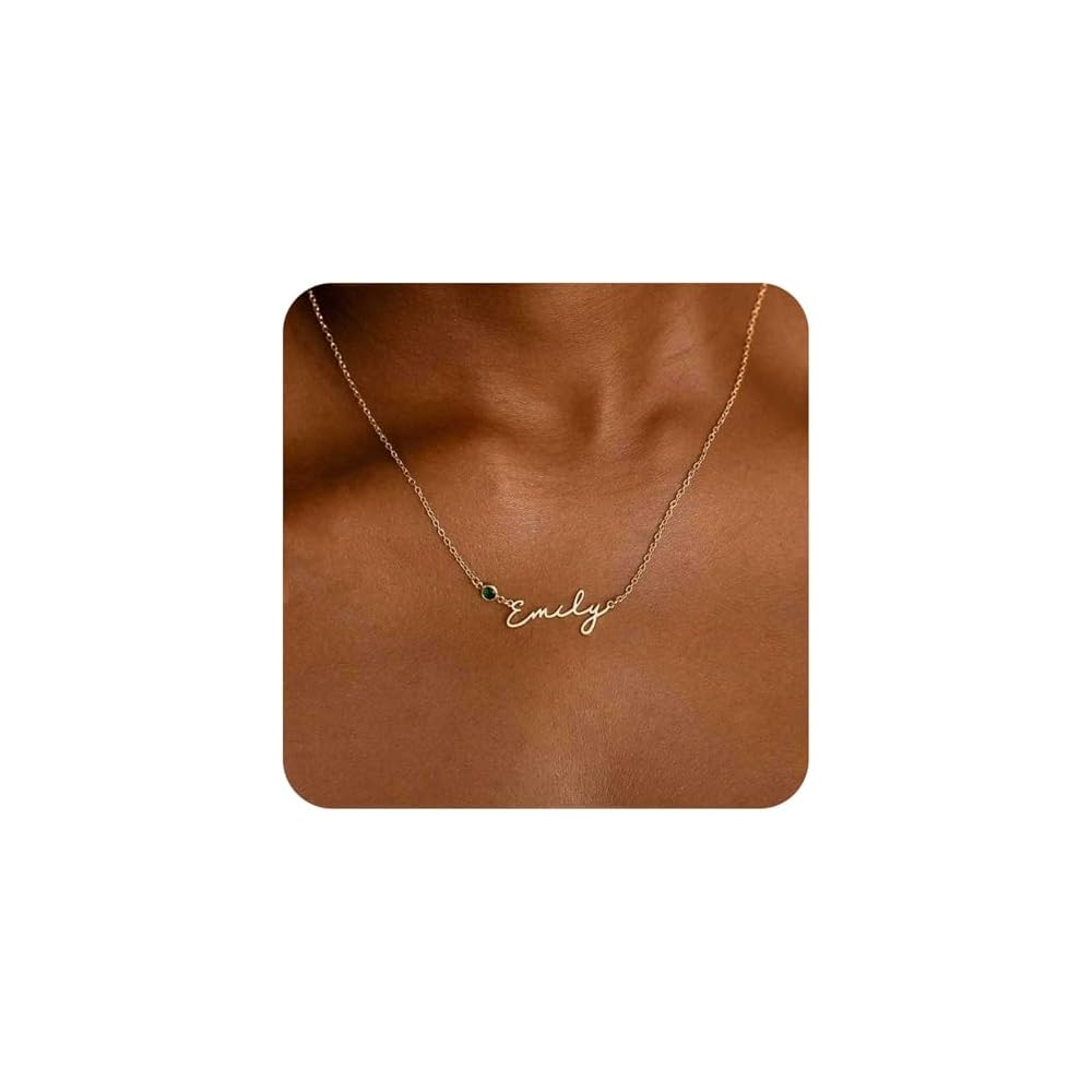 Custom Name Necklace for Women - Personalized 18k Gold Plated Dainty Name Necklace Customized Mother's Day/Wedding Bridesmaid Gift for Mom, Wife, Friend