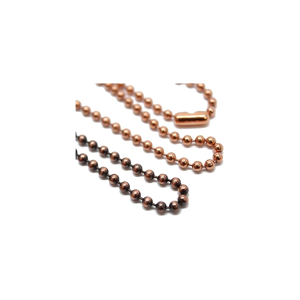 Copper Bead Ball Chain Bracelet or Necklace, 3.2mm Antiqued or Natural