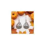 Silver Jack O Lantern Pumpkin Earrings