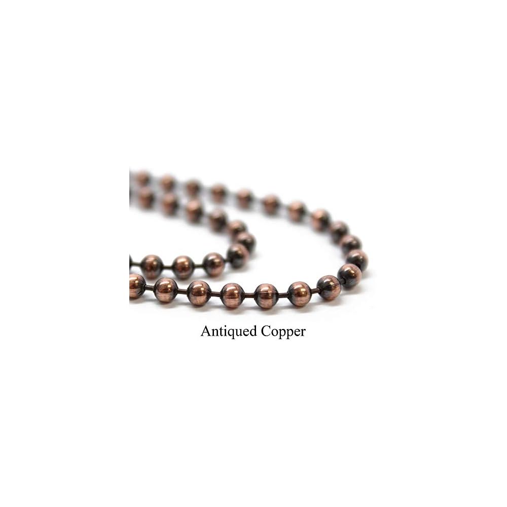 Copper Bead Ball Chain Bracelet or Necklace, 3.2mm Antiqued or Natural