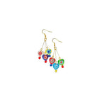 Murano Style Glass Earrings, Colorful Heart Shape Millefiori Beads Drop Dangle Earrings, 18k Gold Plated Multicolor Glass Jewelry, Trendy Gifts for Women Girls
