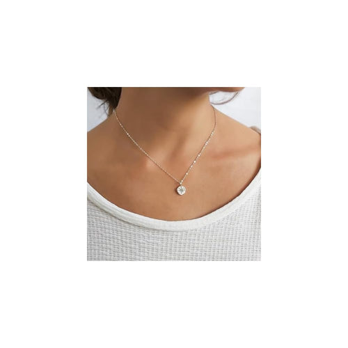 Annika Bella Silver North Star Necklace for Women, Round CZ Star Celestial Pendant, Dainty Waterproof Necklace, Tarnish Resistant Layering Jewelry, Gift for Her