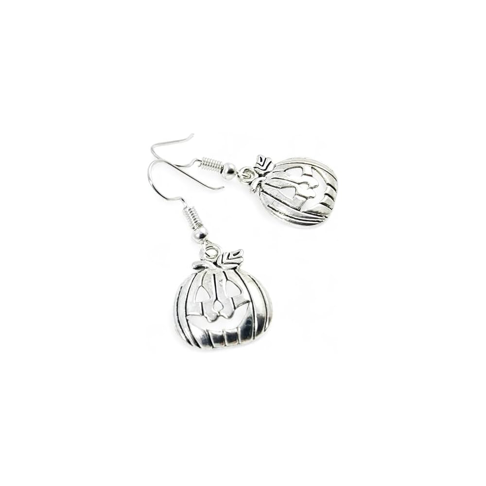 Silver Jack O Lantern Pumpkin Earrings