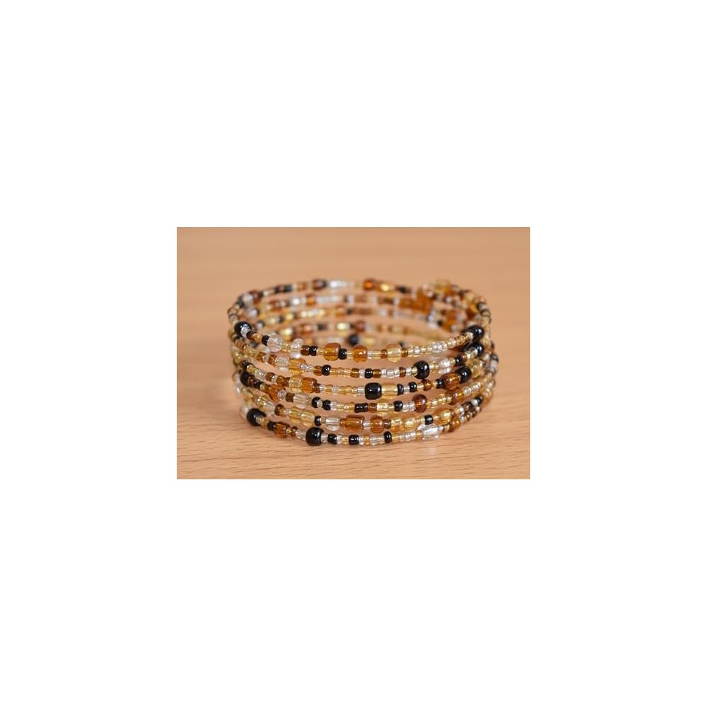 Tembo Crafts - Set of 2 Handmade Beaded Bracelets - Different shades of Brown