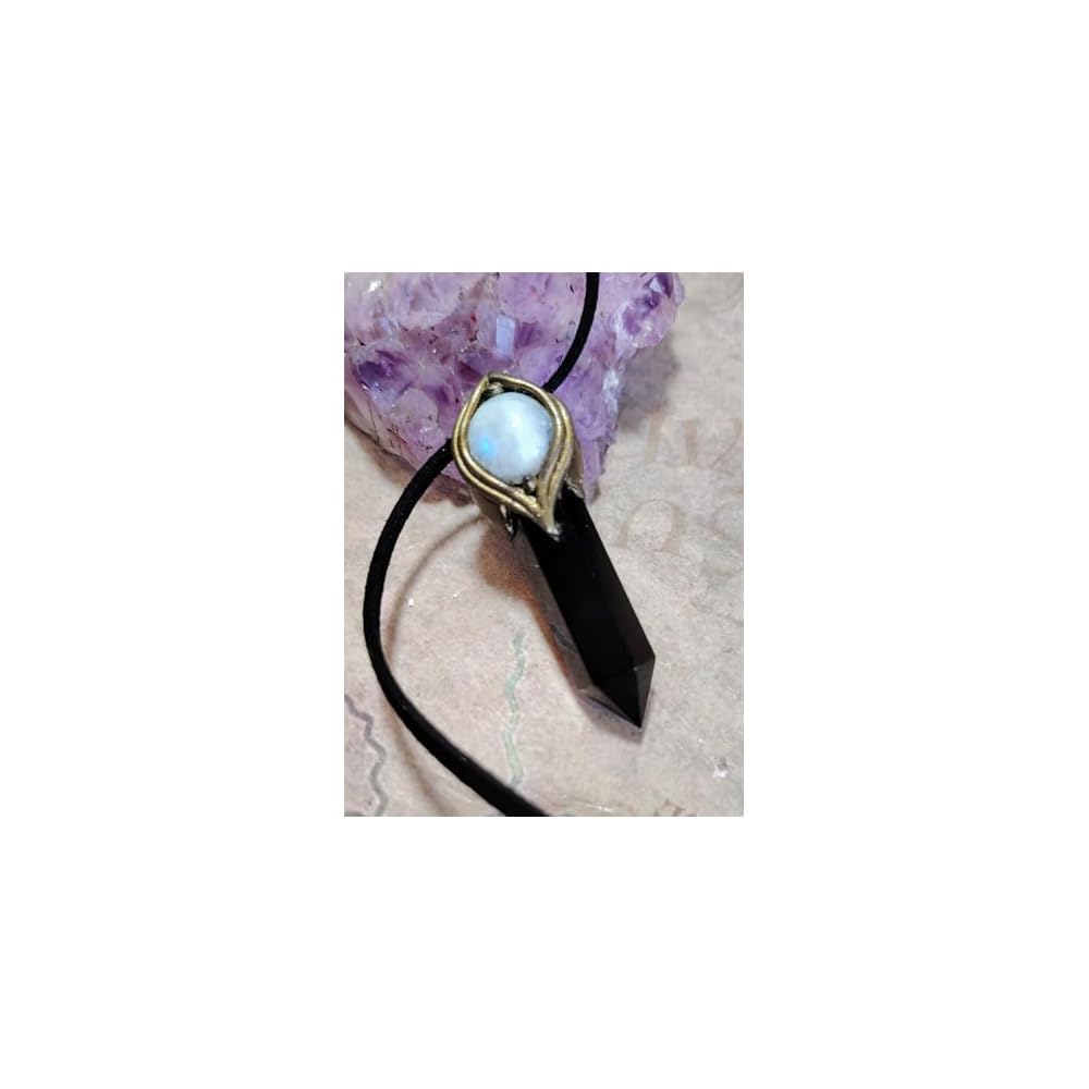 The Shield Empath Protection Necklace | Black Obsidian & Moonstone Pendant