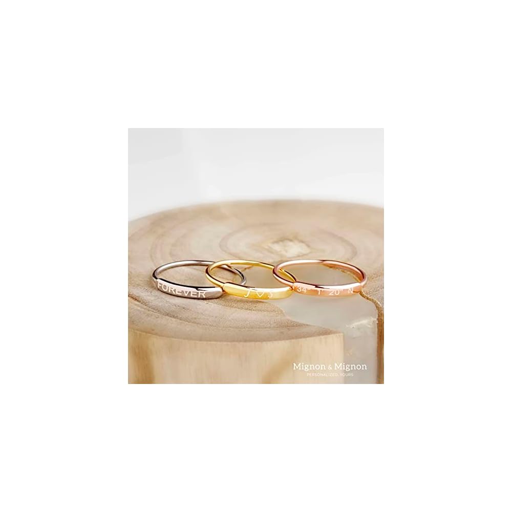 Stackable Rings for Women, Engraved Custom Name Ring for Mom or Grandma