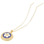 Portuguese Filigree Inspired Necklace with Blue Caramujo, Golden Stainless Steel, Portugal Fashion Jewelry
