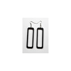 Open Rectangle Wood Earrings From Solid Black Stained Maple