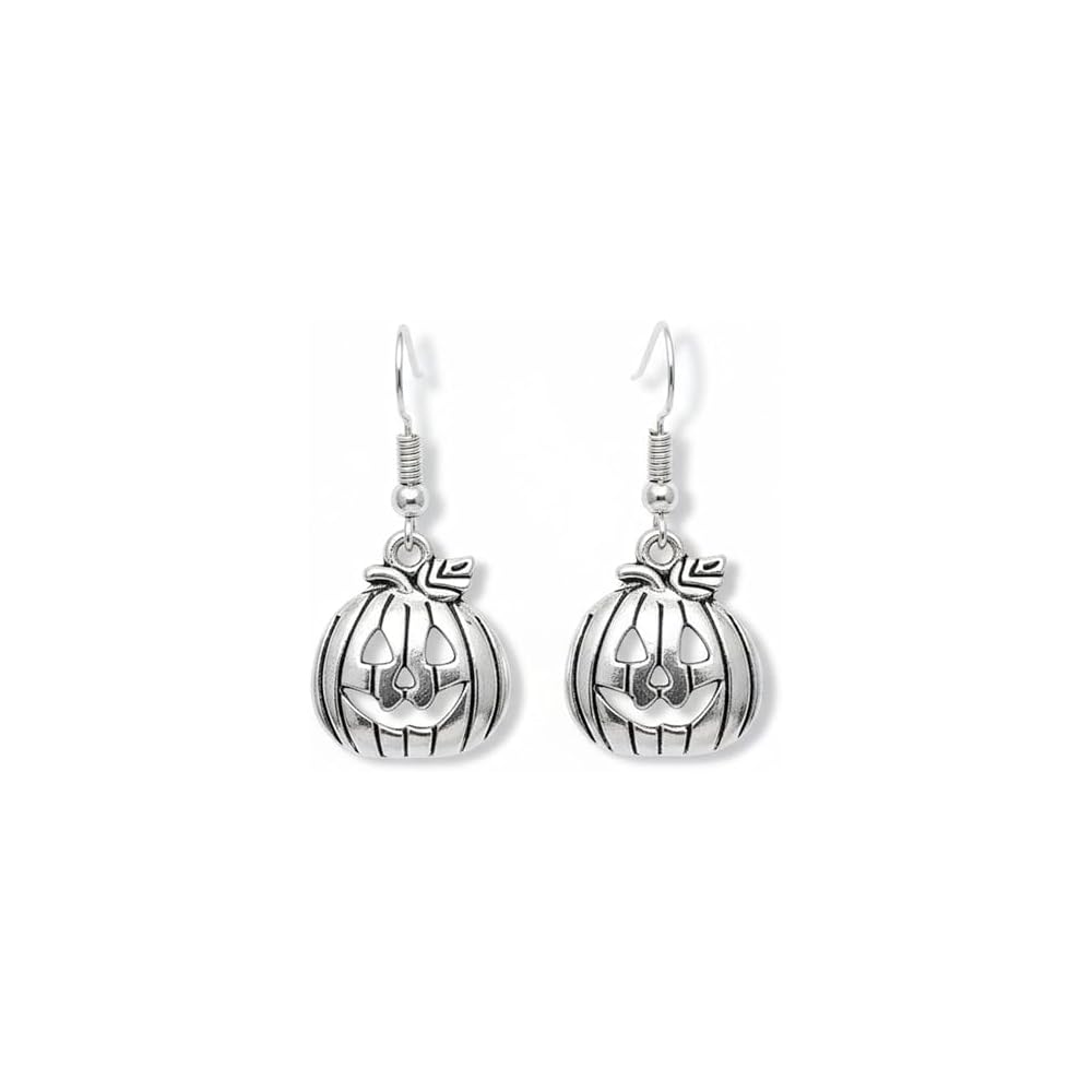 Silver Jack O Lantern Pumpkin Earrings