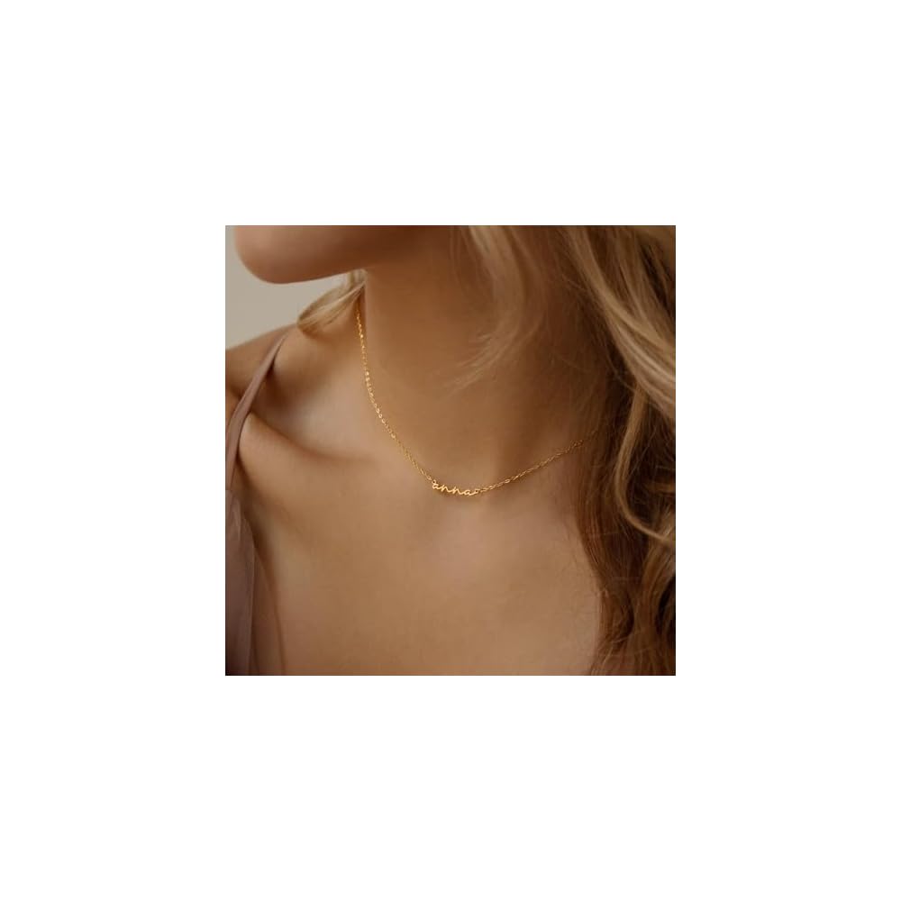 Custom Name Necklace for Women - Personalized 18k Gold Plated Dainty Name Necklace Customized Mother's Day/Wedding Bridesmaid Gift for Mom, Wife, Friend