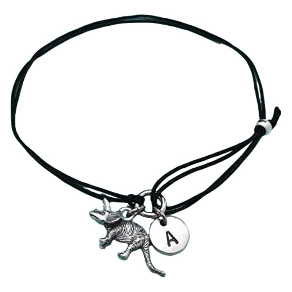 Triceratops cord bracelet, triceratops charm bracelet, adjustable bracelet, charm bracelet, personalized bracelet, initial, monogram