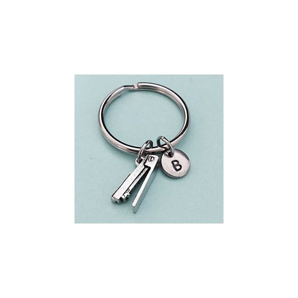Stapler keychain, stapler charm, office supplies keychain, personalized keychain, initial keychain, customized keychain, monogram