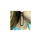 Open Rectangle Wood Earrings From Solid Black Stained Maple