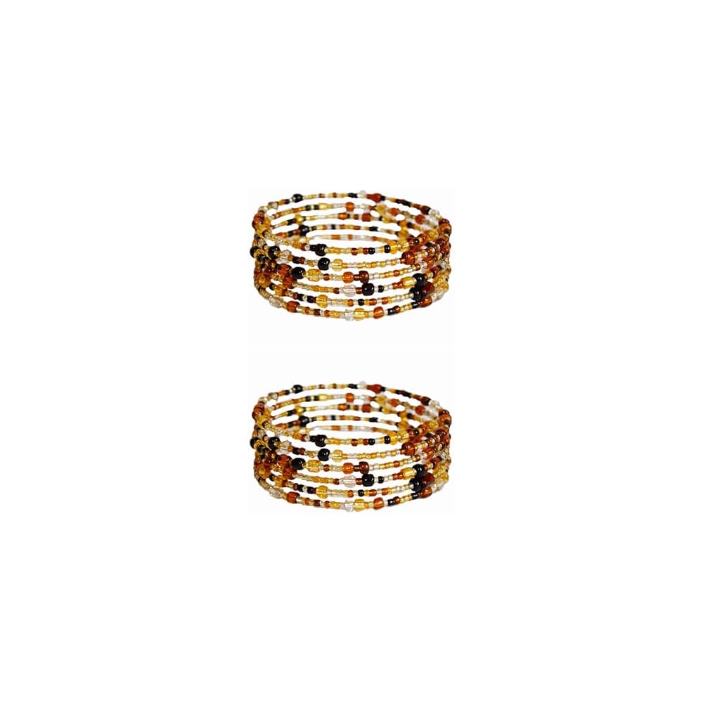 Tembo Crafts - Set of 2 Handmade Beaded Bracelets - Different shades of Brown