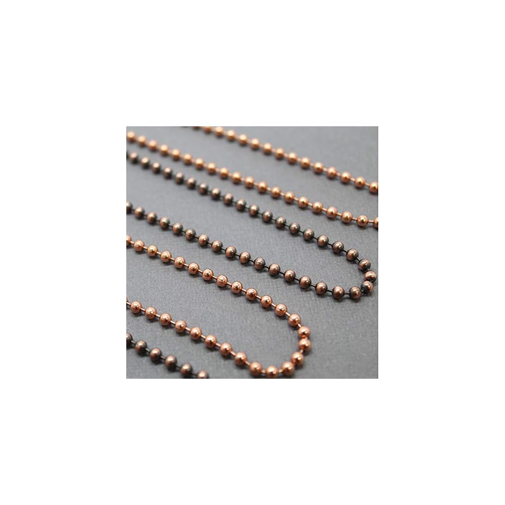 Copper Bead Ball Chain Bracelet or Necklace, 3.2mm Antiqued or Natural