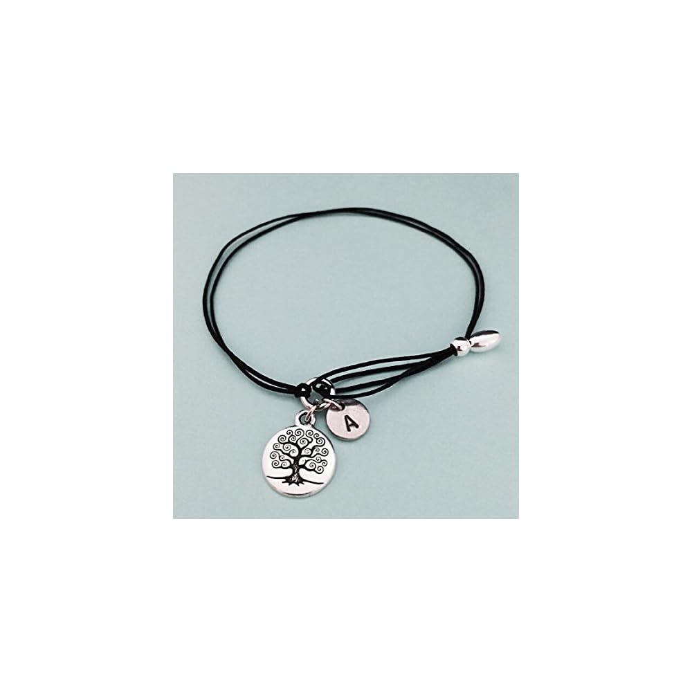 Tree of life cord bracelet, tree of life charm bracelet, adjustable bracelet, tree, personalized bracelet, initial bracelet, monogram