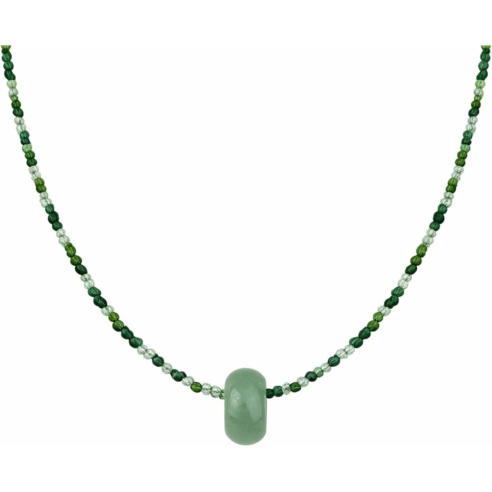 Green Jade Necklace, Dainty Natural Gemstone Pendant Necklace, Handmade Jewelry Crystal Beaded Necklaces for Women
