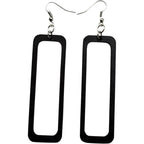 Open Rectangle Wood Earrings From Solid Black Stained Maple