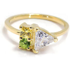 Citrine and Diamond Wedding Band - Dainty Peridot Ring - Vintage Engagement Ring - Birthstone Ring - Promise Ring Gift for Her (White Gold, 3)