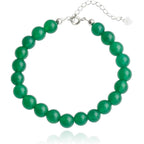 925 Sterling Silver Natural Gemstone Round Beads Bracelet for Women
