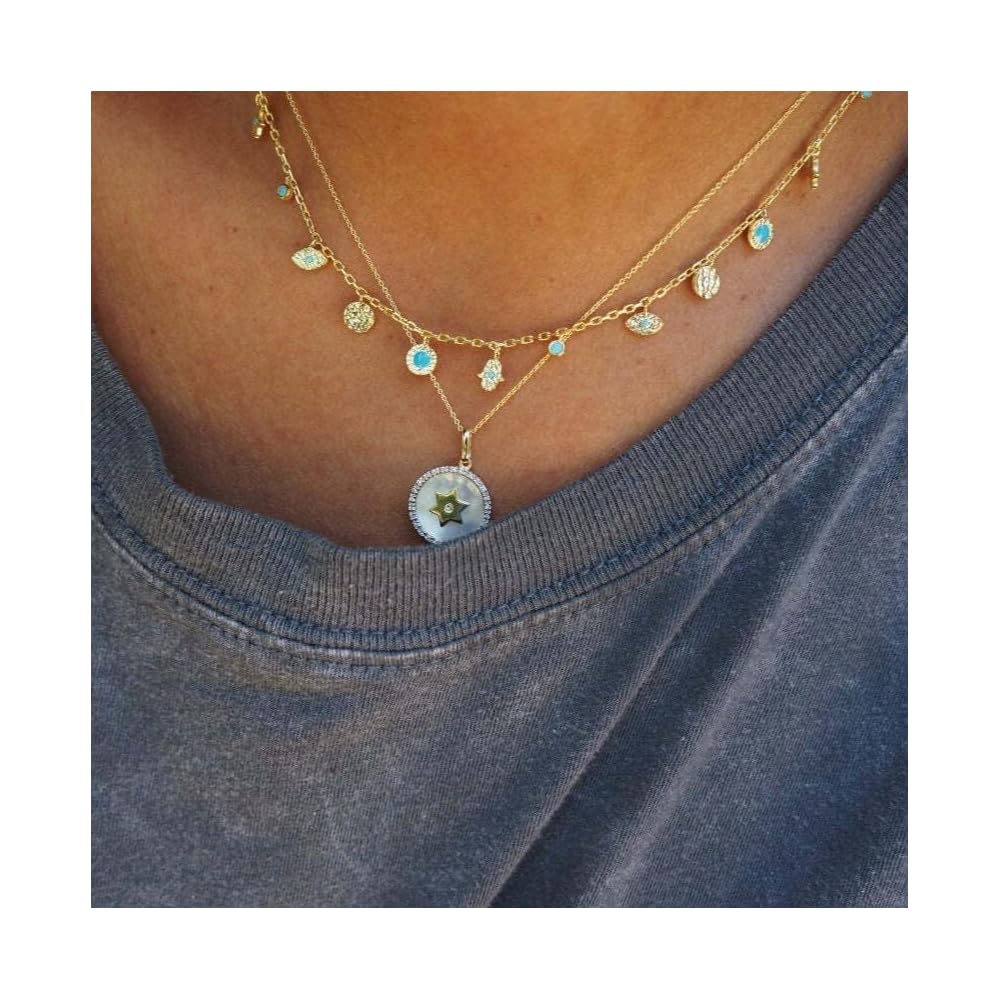 Hamsa Evil Eye Necklace Sterling Silver 925 CZ Jewish Protection Women Gift