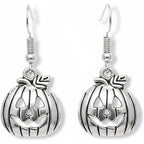 Silver Jack O Lantern Pumpkin Earrings