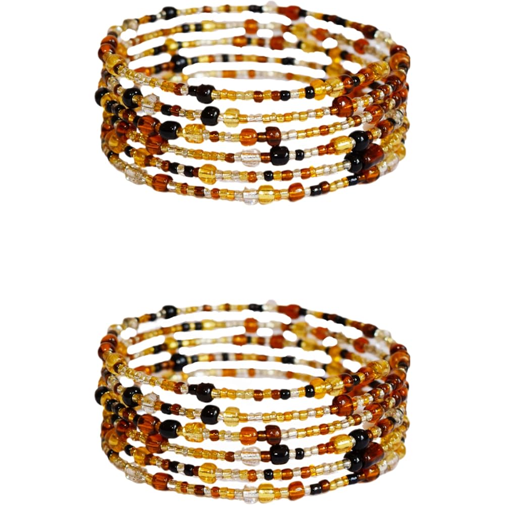 Tembo Crafts - Set of 2 Handmade Beaded Bracelets - Different shades of Brown